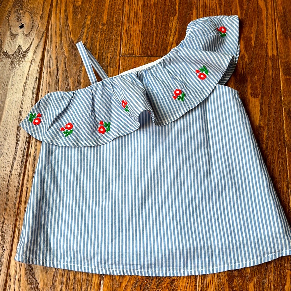 Janie and Jack Ruffle One Shoulder Shirt- Size 3